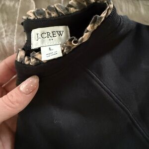 J. Crew Black Shirt with Animal Print Detail